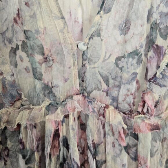 Zimmermann Jasper Floral Ruffle Sheer Blouse Top Size 1 Small b113E - Picture 8 of 10